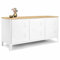 IDMarket - Buffet Bas 113 cm Ester 3 Portes métal Blanc Plateau Bois Design Industriel