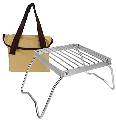 ANKROYU Klappbarer Lagerfeuergrill, Edelstahl-Lagerfeuer-Kochregal, Camping-Ofen, Rost, Regal, Netz, Grill, Picknick, Camping-Rucksack, geeignet für Picknick-Camping