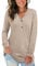 AUSELILY Women's Long Sleeve Tops V-Neck Jumpers Causal Button Down Sweatshirts Loose Henley T Shirt Blouse(Khaki,M)