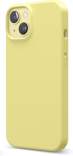 Generico Cover in Silicone Liquido Antiurto per iPhone 14 Plus, Protezione Completa a 3 Strati, Fodera in Microfibra Morbida (Giallo)