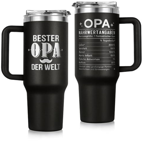 Regalo para abuelo, regalo de cumpleaños de nieta y nieto, taza térmica de 40 oz 1,18 l con tapa y pajita