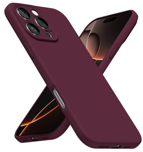 LoeoeL for iPhone 16 Pro Phone Case Silicone, Minimalist Ultra Thin Slim Soft Rubber Gel Solid Color Matte TPU Cute Case for Women Men, Girly Plain Aesthetic Design & Camera Cover, Burgundy Maroon
