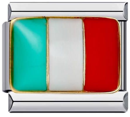 Italy Italia Italian Country Flag Charm Silver Italian 9mm Link Stainless Steel Bracelet Charm Compatible With Nomination 9mm Bracelet