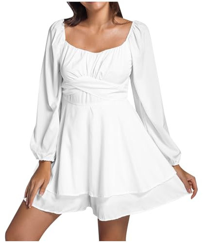 GFPGNDFHG Angebot des Tages Blusenkleid Damen Herbst Piratenkostüm Damen Kleider Damen Weißes Korsett Karneval Kostüm Xs Frauen Kleid Weiß Kurz Cowgirl Weißes Rüschenkleid Rüschenkleid Weiß