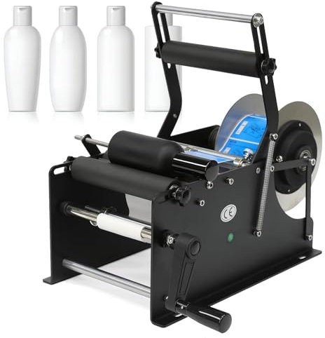 VNATWGOO Applicatore di Etichette Adesive Elettrico, Etichettatrice Automatica per Bottiglie di Plastica E Vetro, Etichettatrice per Bottiglie Rotonde,220V