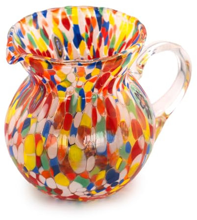 MurArt Vasos de Murano, juego de 6 vasos de 350 ml, colección Marea de vidrio soplado a mano de elaboración artesanal Made in Italy (multicolor, jarra)