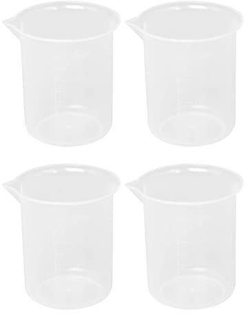 SAROAD Kitchen Lab Messbecher aus transparentem Kunststoff, mit Kappe, Messbecher, 200 ml, 4 Stück