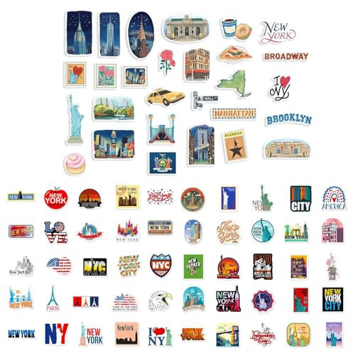 GTYHH 78 Aufkleber Für Stadtlandschaften, Retro-Graffiti-Aufkleber, Reiseaufkleber, Kreative Dekorationsaufkleber, Wasserfeste Aufkleber