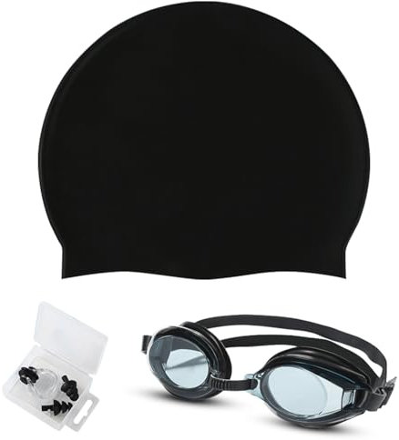 MagiSel Lunettes de Natation, avec Bonnet de Natation, Bouchon D'oreille et Pince-nez, Lunettes pour Enfants Anti-brouillard et Protection UV, pour Enfants de 3 à 14 ans aux Filles et aux Garçons