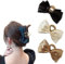 GGUFAY 3 Mollette Capelli Donna, Mollettone con Fiocco a Doppio Lato in Metallico, Perfette per Tenere i Capelli in Ordine Facilmente, Antiscivolo (Nero, Beige, Cachi)