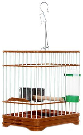 WOTZOV Vogelkäfig Vogelkäfig Vintage Chinesischer Wind Vogelkäfig Braun Vogelbadekäfig Kunststoffgürtel Edelstahlhaken Vogelkäfig Zuhause für Sittiche