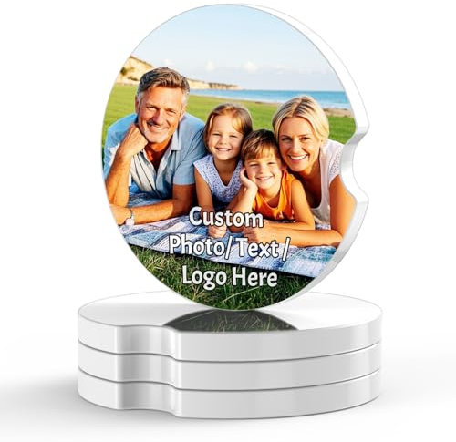 Sottobicchieri in ceramica personalizzati per portabicchieri, sottobicchieri fotografici personalizzati assorbenti con tacca per le dita per bevande, aggiungi il tuo sottobicchiere personalizzabile