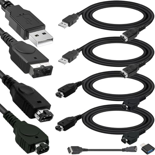 Xiatiaosann 4 Stück für GBA SP USB-Ladekabel, für GBA Link Connect Kabel, für NDS Power Charging, für Nintendo DS Konsole(NDS), Gameboy Advance SP(1.2m)