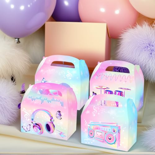 BACH AND BOUJEE 12 PCS Sängerin Thema Partei behandeln Boxen Singer Favor Box Geburtstag Party Boxen Kinder Süßigkeiten Boxen für Geburtstag Babyshower Bridal Shower Hochzeit