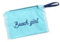 Lovely Beach Pochette Beach Girl Cotone Canva Tinta Unita con Sacchetta Impermeabile per Cellulare e Portafoglio, Polsiera 28x22 cm (Azzurro)