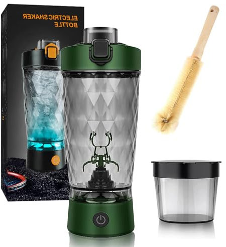 Shaker de un toque, botella de agitador de proteínas eléctricas nuevas 2025, taza de licuadora portátil con almacenamiento de suplementos, tazas de agitador recargables USB para batidos de proteínas,