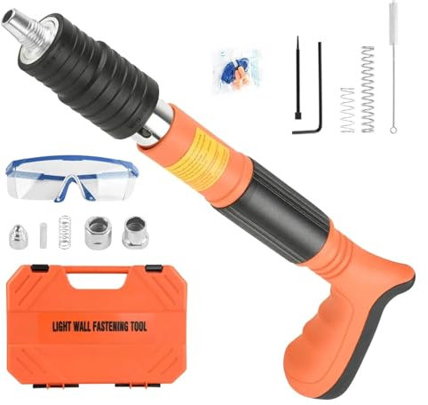 TIEOAXFT Concrete Nail Gun Set Portable Nail Shooting Machine With Nails Tool Bag Household Decor Wall Anchor Wire Slotting Device(Orange nail gun)