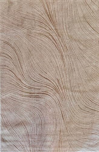 VIMODA Teppich Wohnzimmer Teppich Schlafzimmer, Flur, küche Kurzflor Boho Design Unifarbe Hoch-Tief-Effekt Modern 3D Weich,Maße:160 x 230 cm;Farbe:Taupe