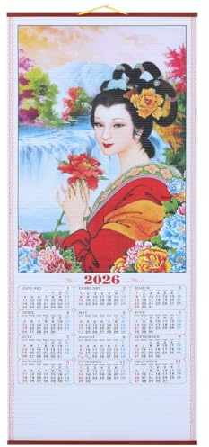 Operitacx Wandkalender 2026 Pferdejahr HäNgender Chinesischer Groß Mondkalender Aus Kunstrattan Jahreskalender Wochenplaner FüR Neujahr Deko Und Festliche Gestaltung Mit Traditionellem Design