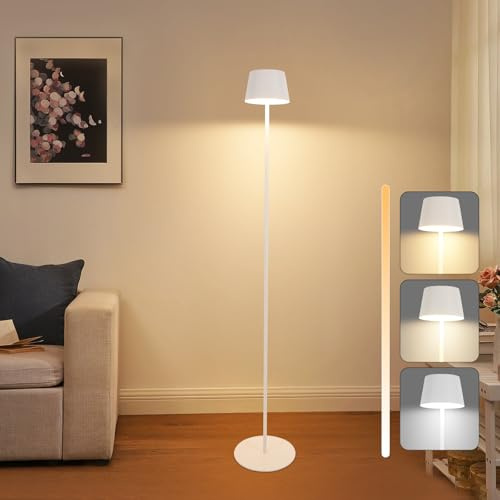Homefire Outdoor Solar Stehlampe 120cm: LED Stehleuchte Wohnzimmer Dimmbar | 3000K-6500K mit USB-C Aufladbar Akku Weiß Kabellose Standleuchte Höhenverstellbar Wasserdicht für Innen Garten Terrassen