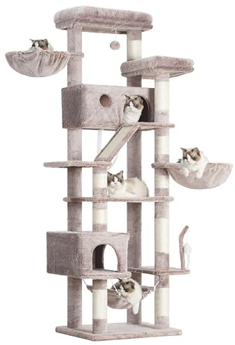 Gitelsnour Kratzbaum groß, katzenbaum große Katzen stabil für Innenbereich, 200 cm katzenkratzbaum mit geräumiger Plattformen, Katzenhöhlen, Hängematte, Sisalsäulen, Marrone GCT031MU