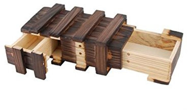 LUOEM Rustikale Magische Holzbox mit Extra Sicher Geheimfach, 15,3 x 8,7 x 5,4 cm, 1 Stück