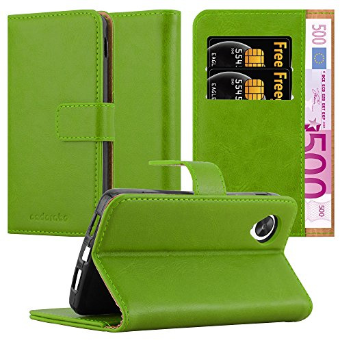Cadorabo Hülle kompatibel mit LG Google Nexus 5 aus Premium Kunst Leder Flip Klappbare Stoßfeste Magnetische [Standfunktion] [Kartenfächern] Cover Hülle für LG Google Nexus 5 Tasche in Grün