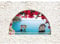 Runa Art Fototapete Fenster zum Meer 352 x 250 cm Vlies Tapeten XXL Moderne Wandtapete Wohnzimmer Schlafzimmer Weiss Blau 9284011a