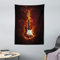 ABAKUHAUS Gitarre Wandteppich, Instrument in Flammen aus Weiches Mikrofaser Stoff Waschbar ohne Verblassen Digitaldruck, 110 x 150 cm, Schwarz Orange