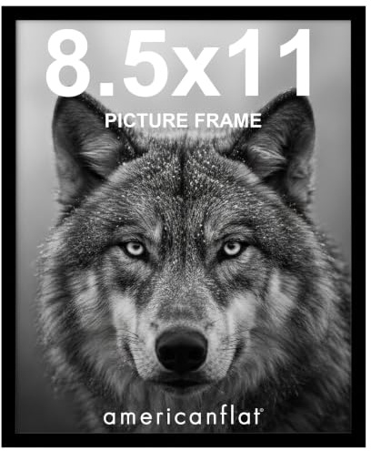 Americanflat 8.5x11 Picture Frame with Shatter-Resistant Glass - Streamline Collection - Thin Border Photo Frame for Tabletop and Wall Display - Hanging Hardware and Easel Stand Included - Black