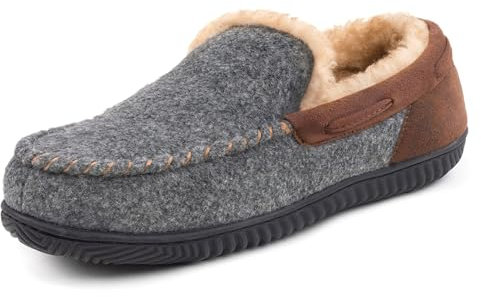RockDove Hearthfire Chaussons mocassins en mousse à mémoire de forme pour homme, charbon, 41 EU