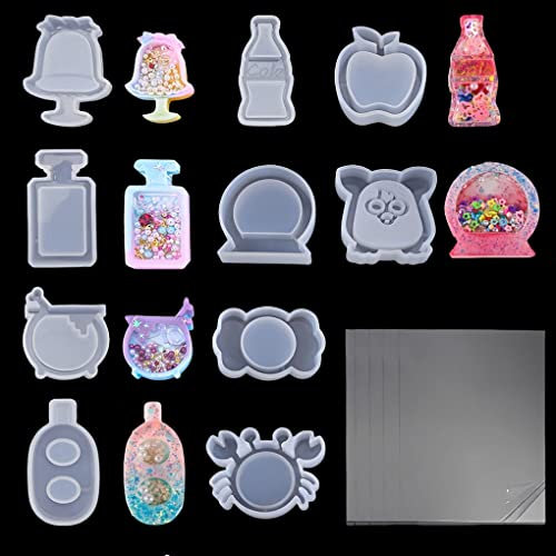 FineInno 10 Stücke Treibsand Gießform Quicksand Mold Silikonform Epoxidharz Formen Resin Shaker Mold Für DIY Casting Craft Halskette Anhänger Machen