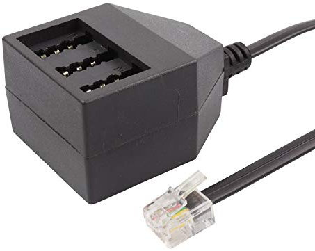 ecabo Modular Kabel – Adapter/Splitter/Telefonkabel/Netzwerkkabel – RJ11 auf TAE NFN – Wester-Stecker/Buchse – 4-adrig – für Router, Modem, Fax, Telefon – schwarz – 0,2m