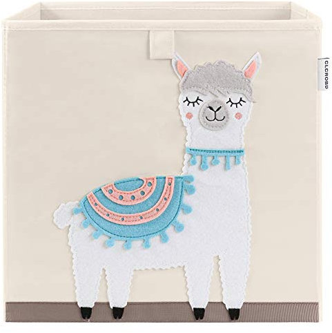 CLCROBD Foldable Animal Cube Storage Bins Fabric Toy Box/Chest/Organizer for Kids Nursery, 13 inch (Llama)