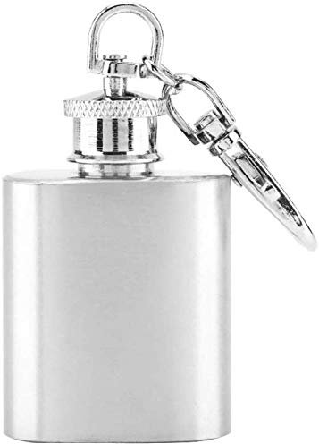 CLQ 1Oz Mini Alcohol Bottle, Pocket Portable Stainless Steel Whiskey Flask, Keychain Bottle for Alcohol, Whiskey, Rum