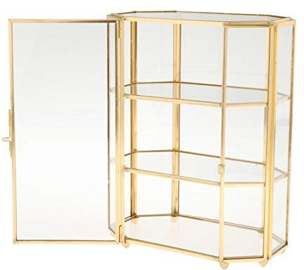 Fenteer Glas Vintage Schmuck Box, Goldene Schmuck Display Organizer, Andenken Box Fall, hause Dekorative Box für Lagerung Schmuckstücke
