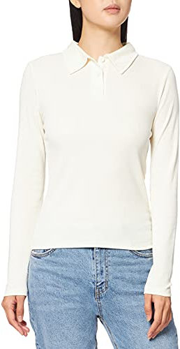 NA-KD Buttoned Collar Top Camisa, Blanco Roto, S para Mujer