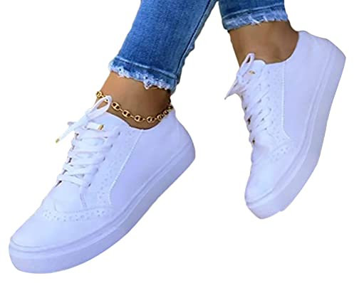 Onsoyours Low-Cut Sneaker Canvas Flache Schuhe Damen Freizeitschuhe Damen Sommer Frühling Turnschuhe Weiß 40 EU
