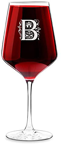 Maverton Calice da vino Rubino XL - incisione personalizzata - 530 ml - in vetro - ideale per il vino rosso e bianco - regalo di compleanno per la donna - iniziale