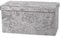 Large Ottoman Foldaway Storage Blanket Toy Box Bench Crushed Velvet Pouffe Footstool Ottoman (Silver, 76cm x 38cm)