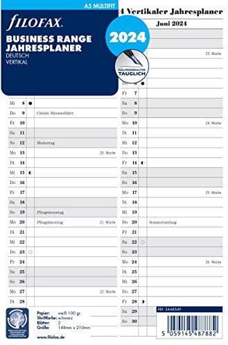 FILOFAX Kalendereinlage A5 Multi Jahresplanervertikal (Deutsch)2024