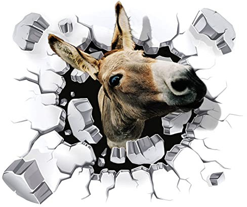 3D Aufkleber Esel Auto Sticker Frontscheibenaufkleber 2 Paar PVC Wasserdichter Autoaufkleber Lustige Persönlichkeit Car Aufkleber Sticker Dekor Folie Autoaufkleber Tattoo 3D Auto Styling Aufkleber