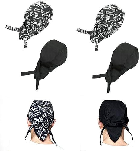 SPEACOUR 4 Stück Kochmütze Verstellbar Elastische Kochmütze Damen Küchenmütze Elastische Kochhaube Männer Chef Kochhut Bandana Cap für Restaurants, Hotels, Schulen, Haushaltsküchen, Bars, Geschäfte
