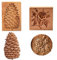Frunimall Ausstechform aus Holz,Plätzchenformen,Cookie Cutter,Keksformen zum Backen 3D Geschnitzt,Blumenmuster für DIY Kekse,Lebkuchen(2 Stück)