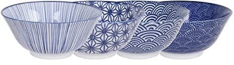 Nippon Blue Assorted Designs Tayo Bowl 15.2x6.7cm 500ml 4pcs AST-1 1/8