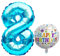 Luftballon 8. Geburtstag • XXL Riesen Folienballon SET • 101cm + 45 cm Ballon + 5M Deko Band • Folienballon 8 • Helium geeignet • Wiederverwendbar • Geburtstagsdeko Jungen Mädchen Ballon Zahl Ballon 8
