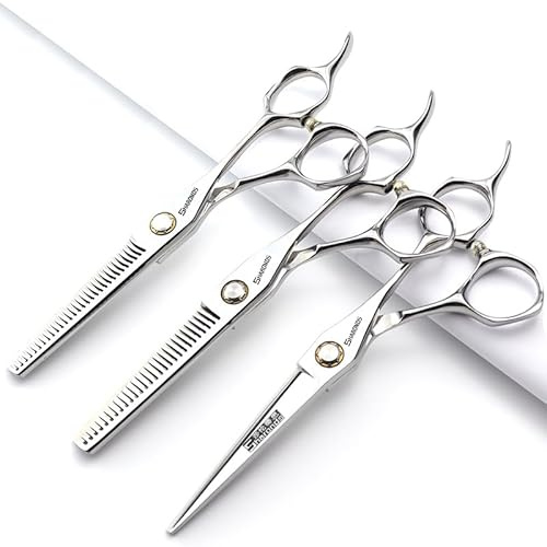 Japan 440C 6inch Hair Profession Stylist Bearing Scissors Hair Salon Studio Professional Modeling Tools Cutting Scissors + thinning Scissors (3 pcs)