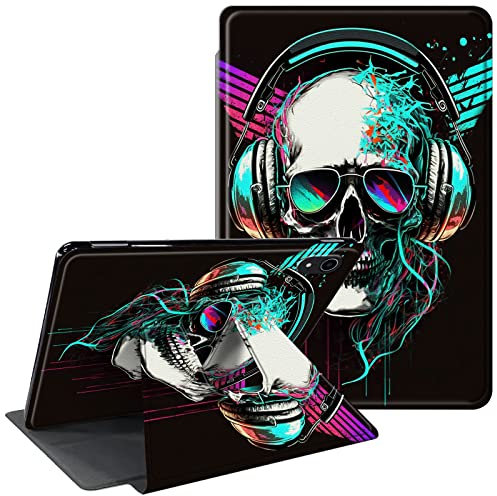 CGFGHHUY for iPad 10th Generation Case for iPad 10.9 Case 360 Degree Rotating Stand Protective Smart Cover with Auto Wake Sleep Cover for iPad 10.9 inch 2022 - Music Skull