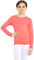 STAR FASHION Girls Long Sleeve Round Neck Basic Top Kids School Uniform Crew Neck T-Shirt Tee Coral 13 Years