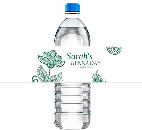 Autocollants Personnalisés D'étiquettes Henné De Bouteille d'eau L'Aïd Mubarak d'eau De Mariage Personnalisée,Autocollants Personnalisables pour Fournitures De Décoration Fête du Ramadan Le Baptême